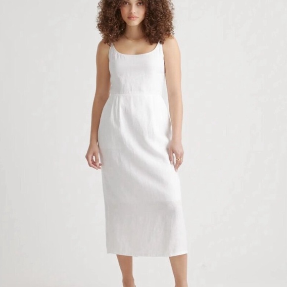 Quince Dresses & Skirts - 🐻‍❄️NWT - Quince White European Linen Scoop Neck Midi Dress sz M🐻‍❄️